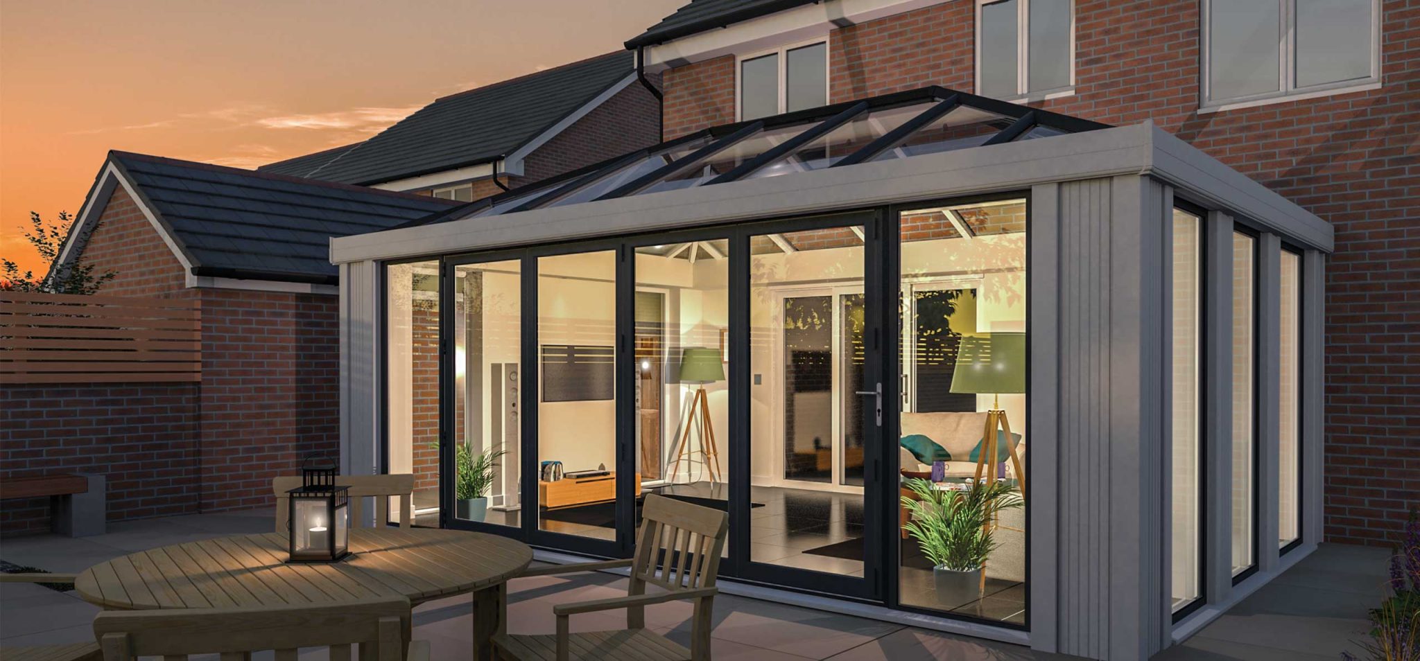 Modern conservatory with bi-fold doors - Castle Windows